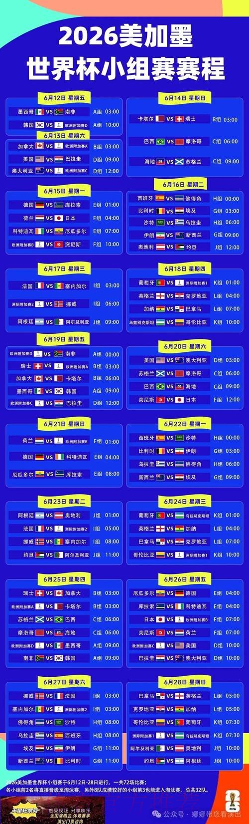 2026世界杯完整赛程中国时间比赛时间表直播平台 2026世界杯完整赛程中国时间比赛时间表直播平台